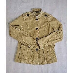 Eddie Bauer Corduroy Jacket Womens M Green Button Pockets Stretch Preppy Shacket